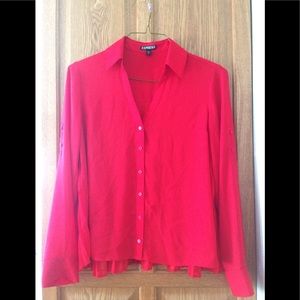 Red Button Down Top
